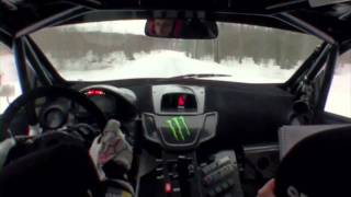 Ken Block goes flat out in his Rally Fiesta on ice during SnoDrift testing [upl. by Vallonia512]