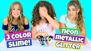 3 Color Slime Challenge New Colors  Neon Metallic amp Glitter [upl. by Cassaundra116]