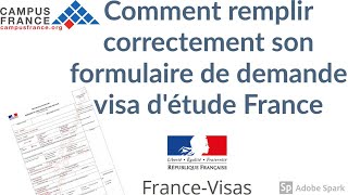 Formulaire de demande de visa détude en France explications détaillées  campus France 2021 [upl. by Isador161]