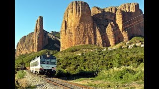 Cab ride Renfe 596 ZaragozaCanfranc HD [upl. by Karlyn]