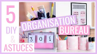 5 DIY amp ASTUCES FACILES  BUREAU  Rangement amp Organisation [upl. by Alroy]