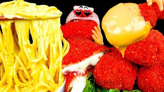 ASMR MUKBANG  Cheetos Chicken amp Pork Cutlet amp Cheddar Cheese Pasta RealMouth EATING SHOW [upl. by Oibaf697]