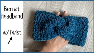 BEST Bernat Yarn Headband Crochet Headband Tutorial [upl. by Adnahsam]