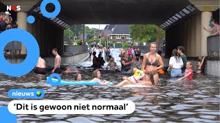 Schade en plezier door noodweer in Nederland [upl. by Gervais]