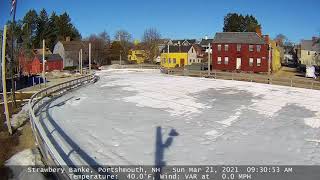 Ice Rink Melting at Strawbery Banke New Hampshire [upl. by Etnohs]