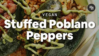 Vegan Stuffed Poblano Peppers  Minimalist Baker Recipes [upl. by Eltsyrhc419]