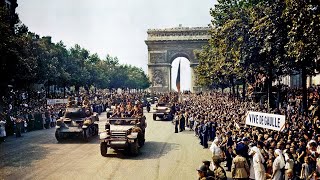 American Troops Liberate Paris  WW2 Film From 1944 HD and Color [upl. by Leund]