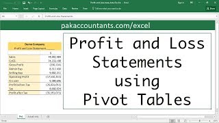 Making Profit amp Loss Statements in Excel using Pivot tables [upl. by Adiesirb]