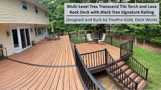 Trex Transcend Tiki Torch and Lava Rock Deck with Black Signature Railing [upl. by Pearman395]