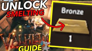 VALHEIM How To Unlock The Smelter Forge And Craft Bronze Age Tools And Weapons Swords [upl. by Ardekahs521]