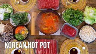 Hot Pot Recipe How to Korean Hot Pot at Home Deungchon Kalguksu Shabu Shabu amp Fried Rice at the End [upl. by Nepsa]