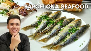 Barcelona Seafood  Spanish Food Tour Bombas Churros and more [upl. by Attem]