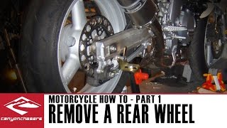 How to Remove and Replace your Rear Motorcycle Wheel Part 1 [upl. by Akinnej]