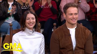 Caitriona Balfe and Sam Heughan give sneak peek at new season of Outlander l GMA [upl. by Eboj682]