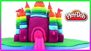 ♥ Play Doh Rainbow Castle of the Princess Plasticine Creation [upl. by Idnak]