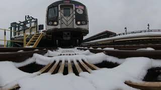 Train Cam 360 Incoming Train  Snowy Train Tracks [upl. by Arayt]