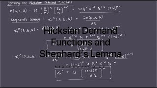 Hicksian Demand Functions and Shephards Lemma [upl. by Bealle]