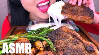 STRETCHY CHEESE FONDUE RIBEYE STEAK ASMR  ASMR Phan [upl. by Ahselef]