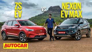 2022 MG ZS EV vs Tata Nexon EV Max  Within Range  Comparison  Autocar India [upl. by Shotton]