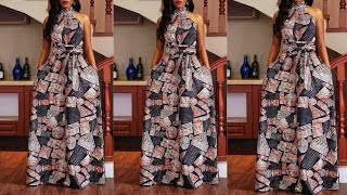 DIY halter neck tutorial HOW TO CUT AND SEW easily How to sew a Maxi dress with collar [upl. by Noizneb]