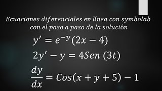 Ecuaciones diferenciales en línea con el paso a paso de la solución mediante symbolab [upl. by Anitreb]