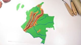 Como hacer el mapa físico de Colombia con relieve y ríos [upl. by Zap852]