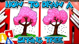 How To Draw A Cherry Blossom Spring Tree [upl. by Arica]