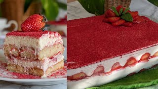 Strawberry Tiramisu No Raw Eggs No Coffee No Alcohol [upl. by Olen92]