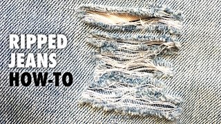 DIY Ripped Jeans  Distressed Denim  How To tutorial [upl. by Rfinnej723]