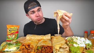 Cheesy Mexican Food Mukbang Round 2 Burritos Loaded Tostada Fish Taco [upl. by Bradski624]