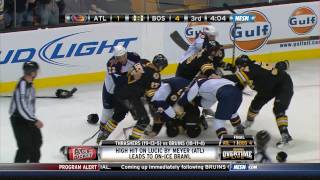 BruinsThrashers line brawl uncut NESN 1080p HD 122310 [upl. by Thorpe13]