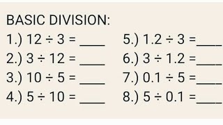 Basic Division for Children and Adult How to Divide whole numbers and decimal numbers [upl. by Nattie]