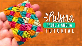 Cómo hacer pulsera de hilo fácil y ancha 18✨ Paso a Paso  DIY Macrame Friendship Bracelet [upl. by Geer313]