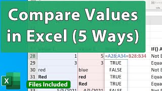 Compare Values in Excel 5 Ways  Beginner to Advanced [upl. by Andrien]