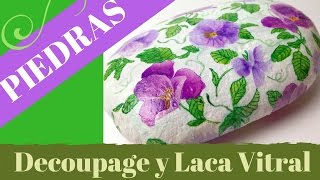 Piedras Decoradas con Decoupage y Laca Vitral [upl. by Adnam435]