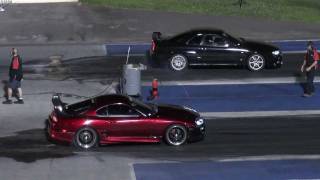 Toyota Supra vs Nissan Skyline 14 mile drag race [upl. by Seedman587]