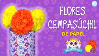 Como hacer Flores de Cempasúchil con Papel china o crepé 🏵  Día de muertos🕯 Partypop DIY🎉 [upl. by Eiznekcam]