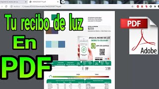 Como consultar tu RECIBO DE LUZ CFE en formato PDF [upl. by Llenrahc]