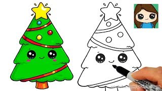 How to Draw a Christmas Tree and Star EASY and Cute [upl. by Surazal]