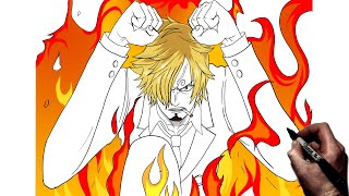 How To Draw Sanji Diable Jambe  Step By Step  One Piece [upl. by Jemy]