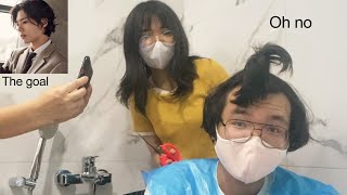 I cut my brothers hair and forced my mum to film it [upl. by Irakuy]