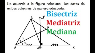 EJERCICIOS BÁSICOS DE TRIÁNGULOS  MEDIANA MEDIATRIZ BISECTRIZ [upl. by Berardo]