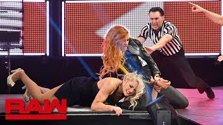 Lacey Evans incurs the wrath of Becky Lynch Raw April 8 2019 [upl. by Ahsyat]