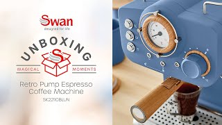 UNBOXING  Swan Nordic Pump Espresso Machine  SK22110BLUN [upl. by Anrak]