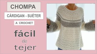 CHOMPACARDIGANSUETER A CROCHETSUPER FACIL DE TEJER  EASY CROCHETS [upl. by Kaia]