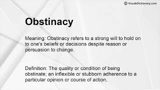 Obstinacy Meaning [upl. by Erminia]