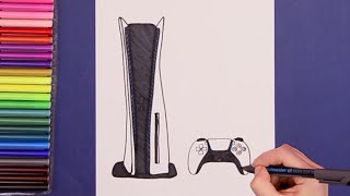 How to draw Sony PlayStation 5 PS5 [upl. by Zenia]