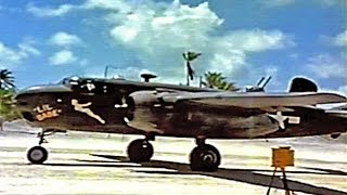 North American B25s quotWinged Artilleryquot Restored Color 1945 [upl. by Janela619]