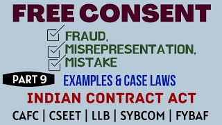 Fraud  Misrepresentation  Mistake  Free Consent  Indian Contract Act  Caselaws  Example [upl. by Ahsenrat751]