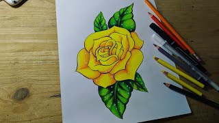 COMO DIBUJAR UNA ROSA CON COLORES ESCOLARES NORMA [upl. by Sug]